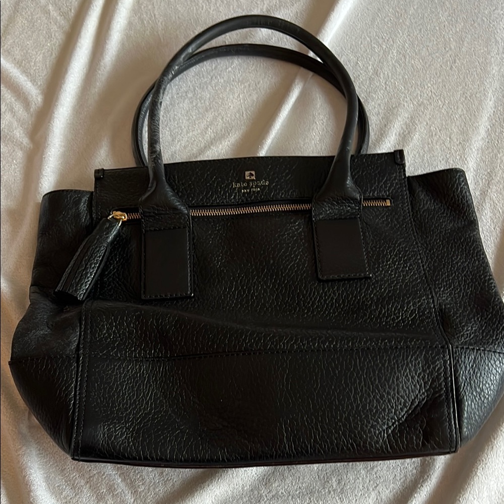 Kate Spade Black Leather Tote Bag with dust cover